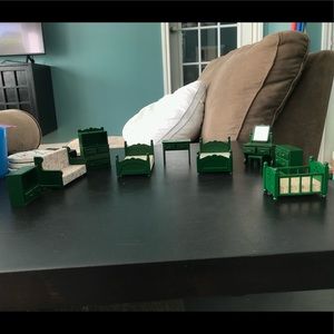 calico critters green bedroom/living room set